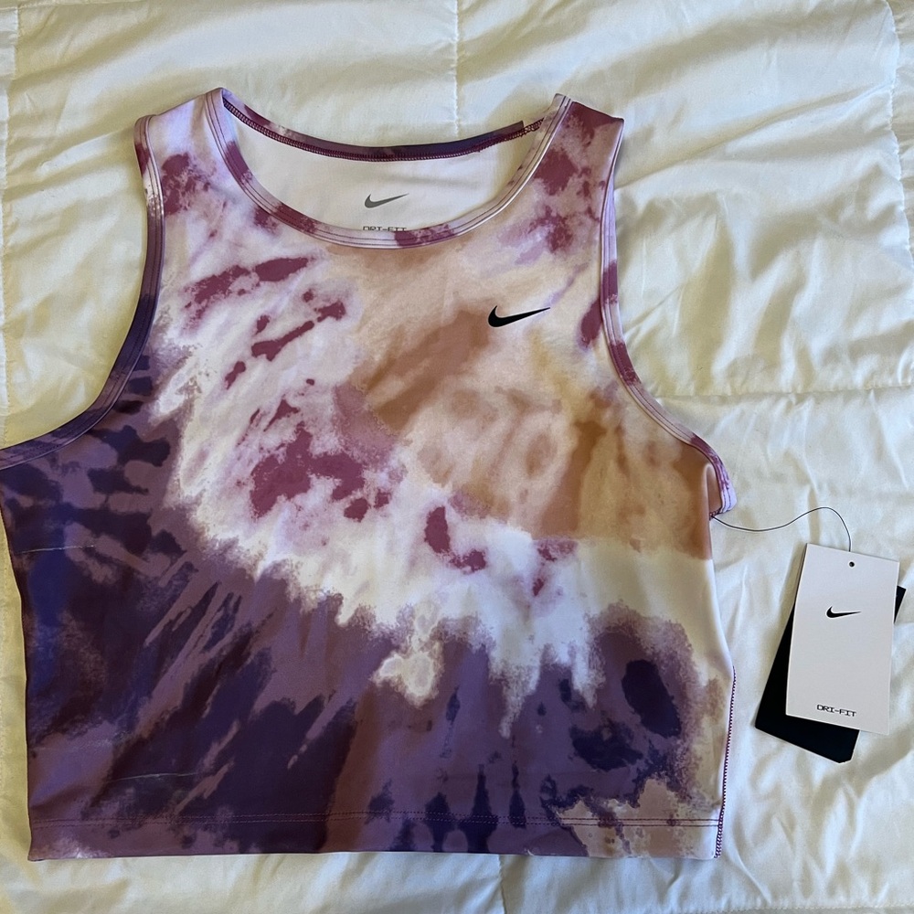 Nike Purple and Cream Tie-Dye Women's Top